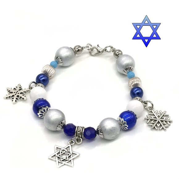 Bracelet with Hanukkah holiday theme. Star of David. - Picture 1 of 2